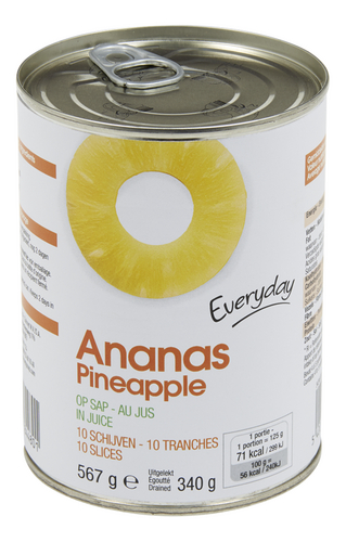 EVERYDAY ananas schijven sap blik