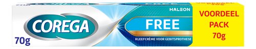 Corega: kleefcrème Free, mondverz.Triple Action munt en 3 andere
