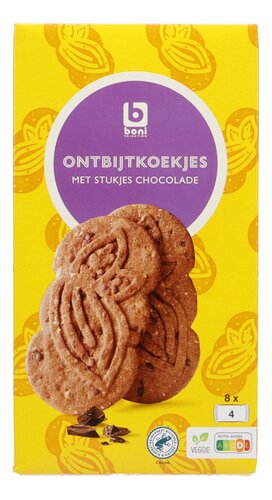 BONI ontbijtkoekjes chocoladestuk.