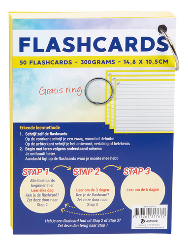 VERHAAK Flashcards jaune anneau A6 50p