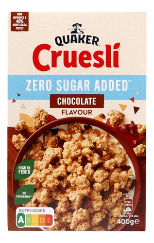 QUAKER CRUESLI Zero sugar chocolade