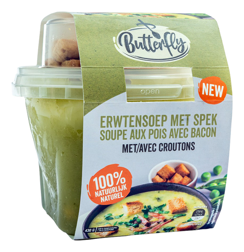 BUTTERFLY Potage de pois croûtons