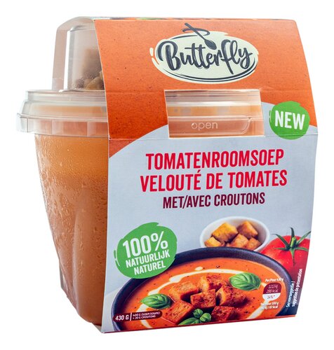 BUTTERFLY Velouté tomates croûtons