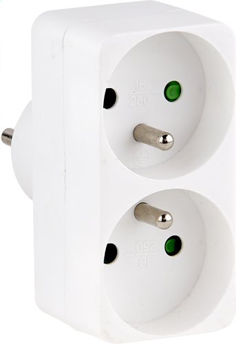 CHACON domino 2x16A blanc