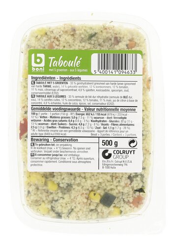 Boni Selection: taboulé 5 groenten, taboulé paprika-tomaat en quinoa salade