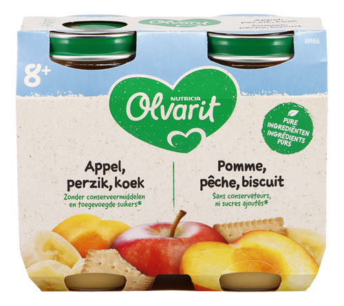 OLVARIT pomme pêche biscuit 8m+