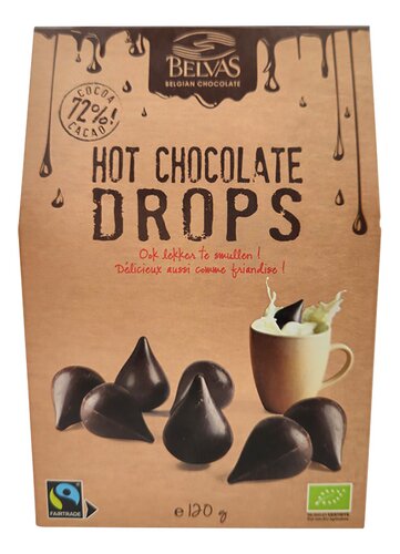 BELVAS Hot Chocolate Drops 72% Bio