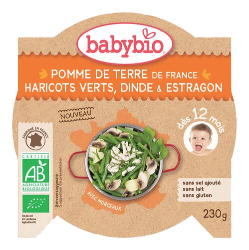 BABYBIO pom.terre-haricot-dind.12m+