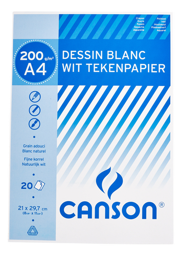 BLOC DESSIN CANSON - 200G - A4 - 20 FLLES