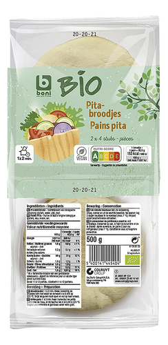 BONI BIO pitabroodjes 2x4st
