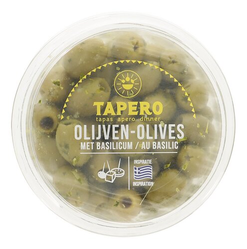 Tapero Groene olijven met basilicum 150g