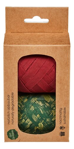 GOLDINA Ruban cadeau rouge-vert 12m