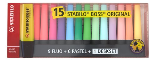 STABILO BOSS ORIGINAL, Set de 23 Surligneurs Fluos & Pastel Pour Bureau, Neuf