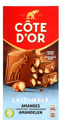 CÔTE D'OR Bloc melk amandel