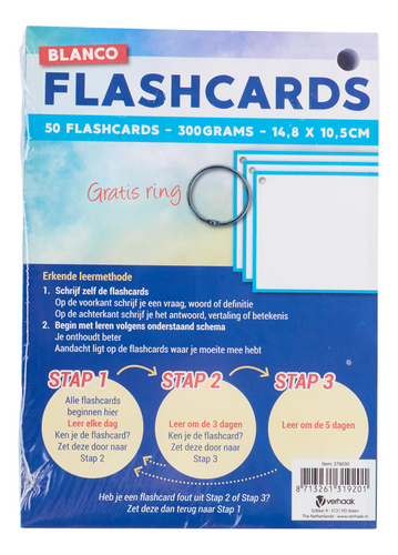VERHAAK Flashcards blanco anneau A6 50p