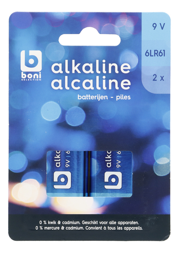 BONI Pile Alcaline 6LR61 9V