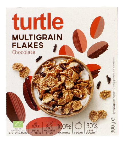 TURTLE Multigr Flakes Pure Choc bio 300g