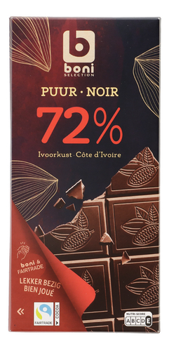 BONI choc.côte d'ivoire 72% noir FT