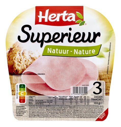 HERTA Superieur ham natuur 3 sn.