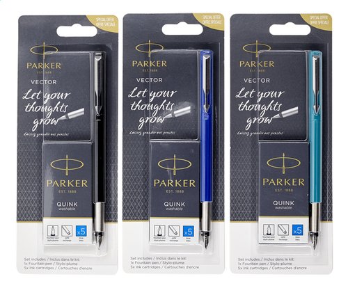 Parker stylo plume Vector, blister avec recharge, en couleurs assorties