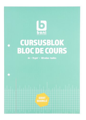 BONI bloc de cours quadrillé 70g A4