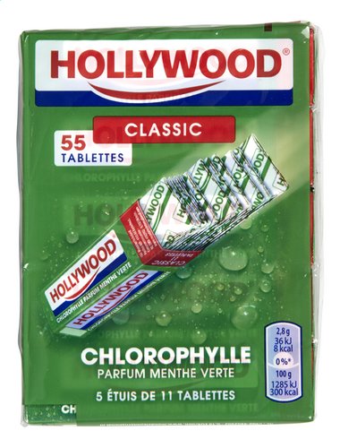 Chewing gum Tablettes Hollywood chlorophylle 20 paquets