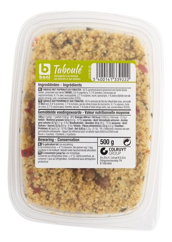 Boni Selection: taboulé paprika-tomaat, taboulé 5 groenten en quinoa salade