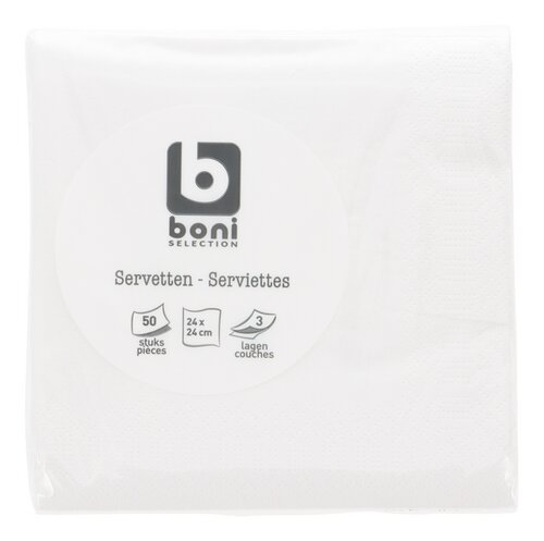 BONI Serviette Blanc 24cm