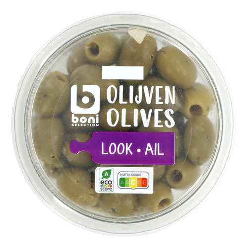 BONI groene olijven met look