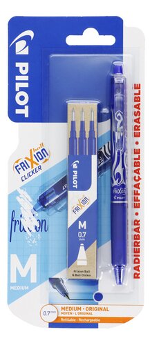 PILOT Frixion Clicker bleu +3recharges