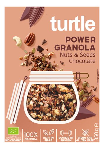 TURTLE Power Gran.Nut Seed Choc.Bio 350g