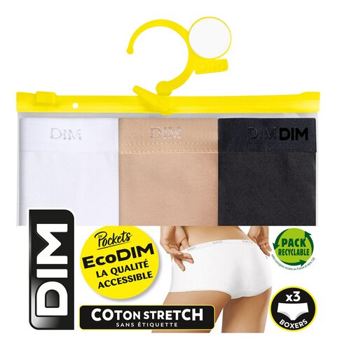 Dim eco boxer wit/peau/zwart 36/38