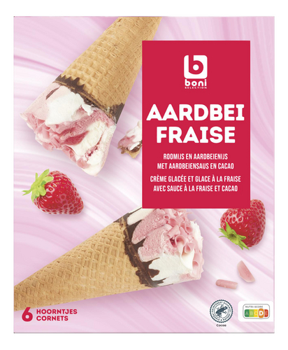 BONI aardbei hoorntjes