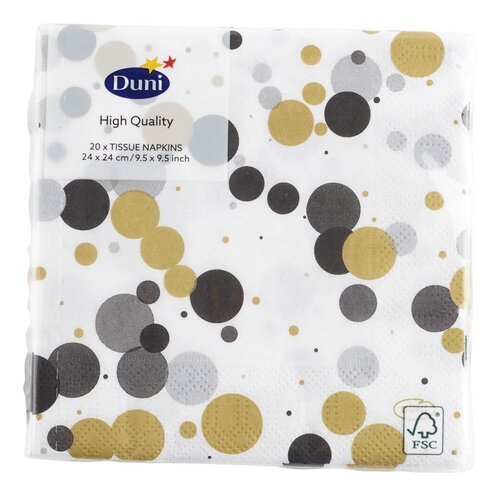 Duni Serv. 24x24 Fest. Bubbl. Black