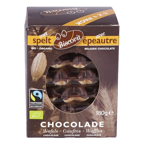 BISCOVIT choc.wafels spelt bio ft 180g