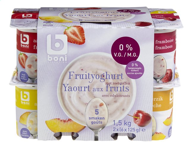 Fruityoghurt met zoetstoffen 2 x 6 x 125 g