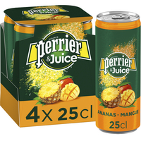 Perrier PERRIER & Juice ananas/mangue Pk4x25cl